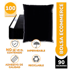 SOBRES BOLSAS E-COMMERCE C/ADHESIVO 17x30 90 MIC. NEGRO x100 - comprar online