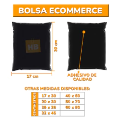 SOBRES BOLSAS E-COMMERCE C/ADHESIVO 17x30 90 MIC. NEGRO x100 - tienda online