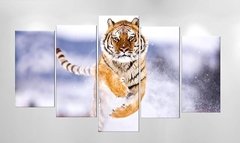 Cuadro tríptico Tigre en la Nieve