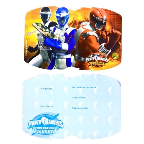 Invitacion power rangers x8 - Aires de Fiesta Magico