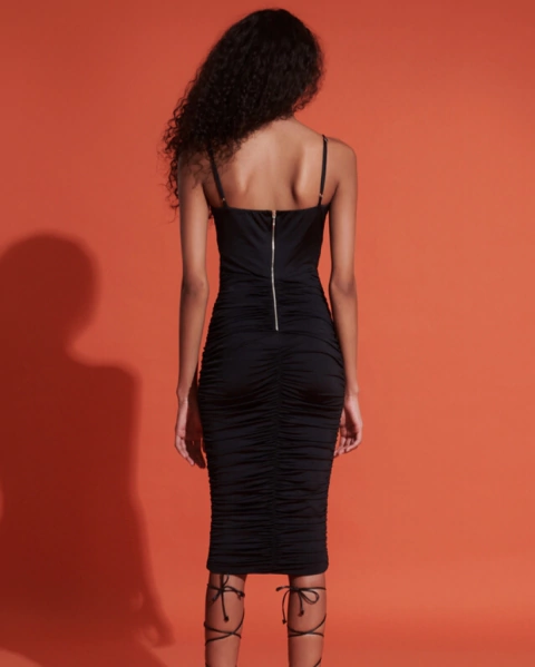 Vestido RL Midi Malha Busto Franzido
