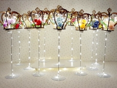 centro de mesa corona con flores luz led 30 cm