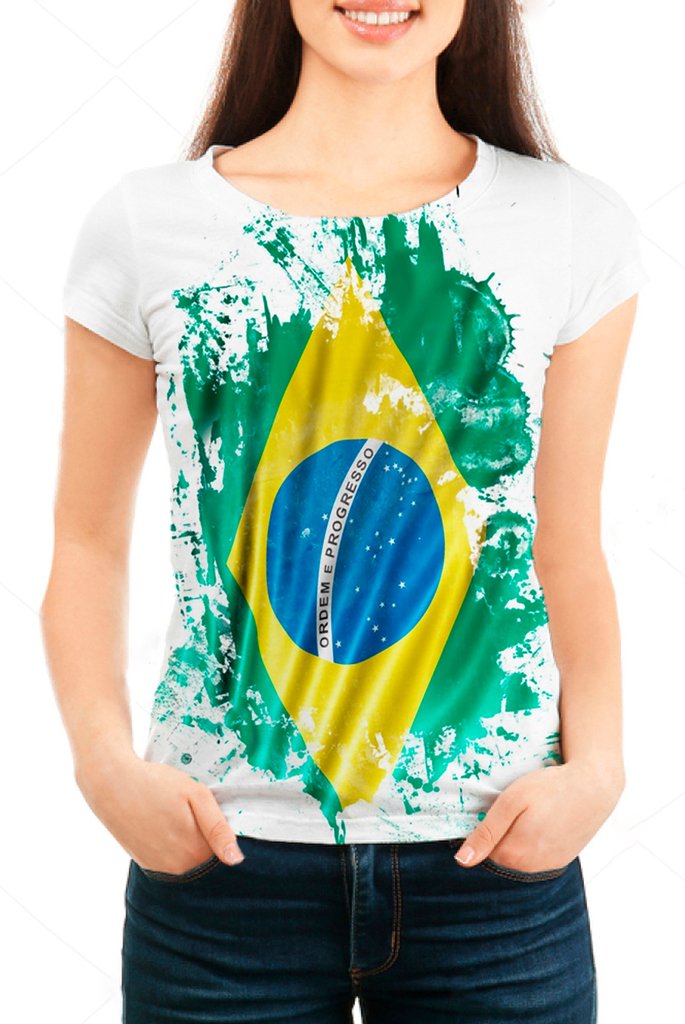Camiseta Babylook Feminina Bandeira do Brasil