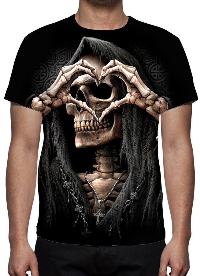 Camiseta Caveira Love - Estampa Total