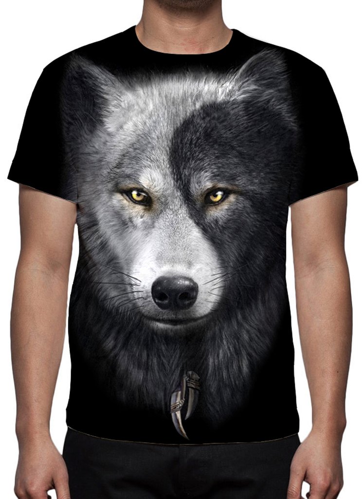 Camiseta Lobo Face Mod 03 - Estampa Total