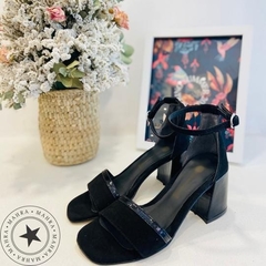Sandalias de fiesta taco bajo mujer