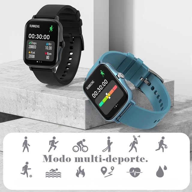 Envios Internacionales : Reloj inteligente PK P8 para hombre y mujer,  pulsera con Monitor de oxigeno y temperatura corporal, pantalla  completamente tactil de 1,69 pulgadas, 2021