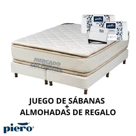Conjunto Piero Le Grand II Pillow Top 200 x 180 + 2 ALMOHADAS Y UN JUEGO DE  SÁBANAS DE REGALO