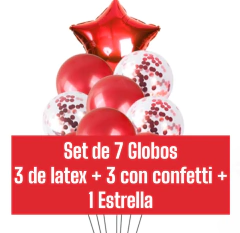Set de 7 globos Rojos Con Estrella