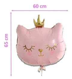 Globo carita de Gatito con corona 65 x 76cm - comprar online