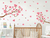 adesivo de parede floral rosa galhos e flores