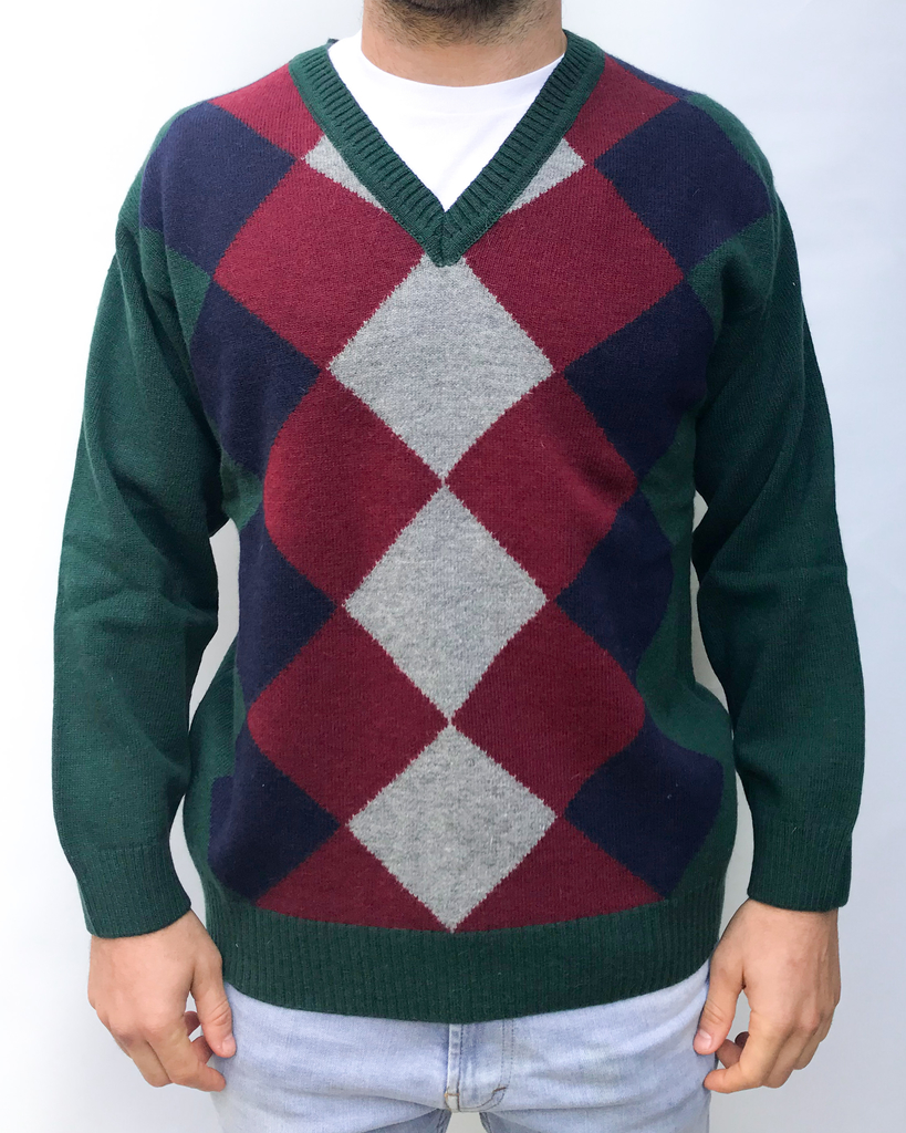 Sweater de breamar para hombre con rombos y cuello en V