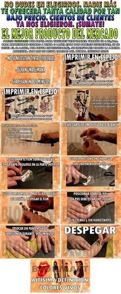 Imagen de 1 Hoja - Papel para Tatuajes Temporales LASER (10% Descuento en Efectivo o Banco)