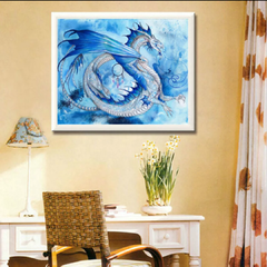 (1367) Pintura com Diamante - Dragão Azul - 40x30 cm - Parcial - comprar online