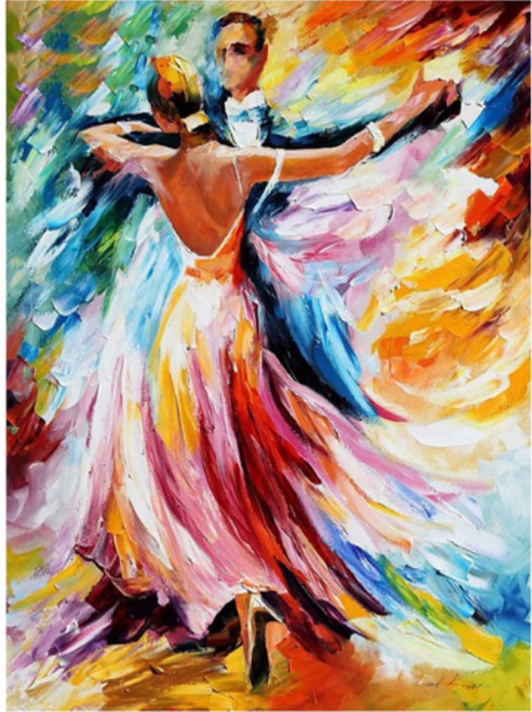 1368) Pintura com Diamantes - Casal Dançando - 20x30 cm