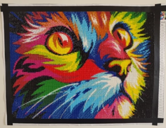 (1474) Pintura com Diamantes - Gato Colorido 1 - 40x30 cm na internet