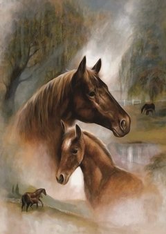 (1238) Pintura com Diamante - Cavalos - 30x40 cm - Parcial