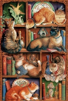 (581) Feline Bookcase; Janet Kruskamp - 2000 peças - comprar online