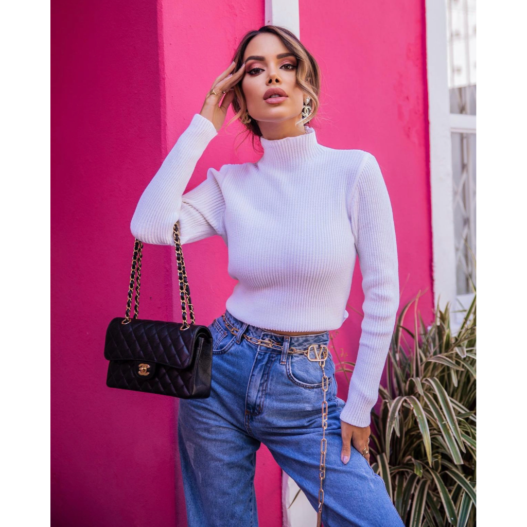 blusa tricot transpassada