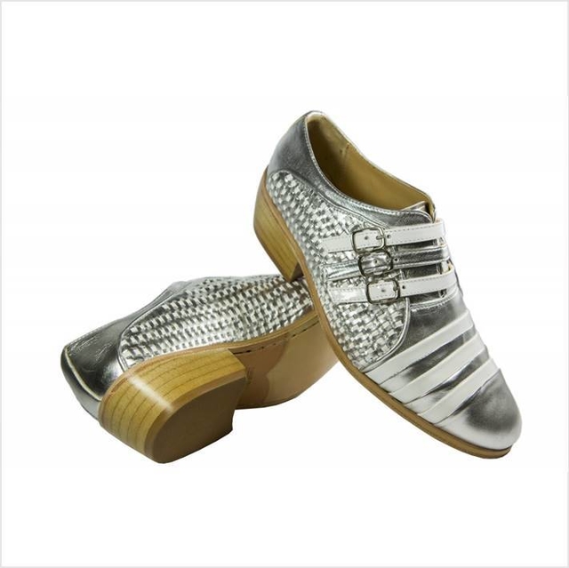 Sapato de dança masculino Bicolor verniz 3 fivelas - Porto Free 071