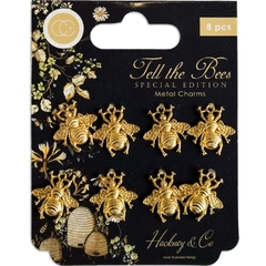 Craft Consortium Tell The Bees Metal Charms Gold Bees  8 piezas