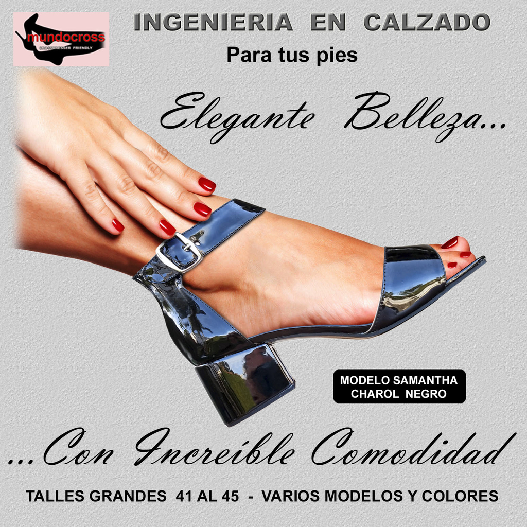 Sandalias de 5 cm de Taco de 1 Tira Ancha y Tobillera en Charol Negro en