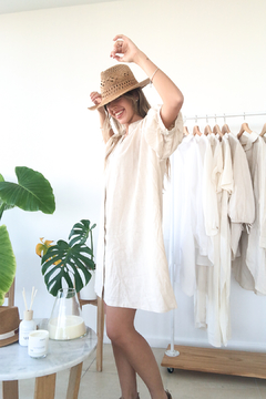 Vestido Formentera de lino natural - comprar online