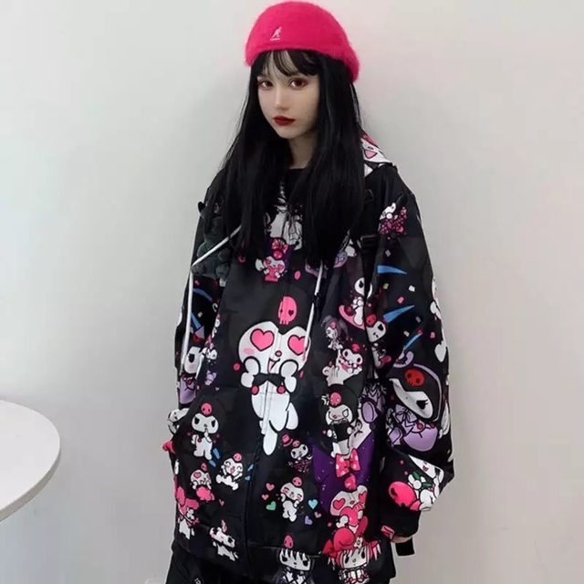 half kuromi half melody moletom com capuz