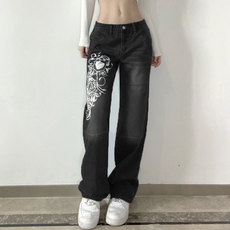 Calça jeans heart Y2k