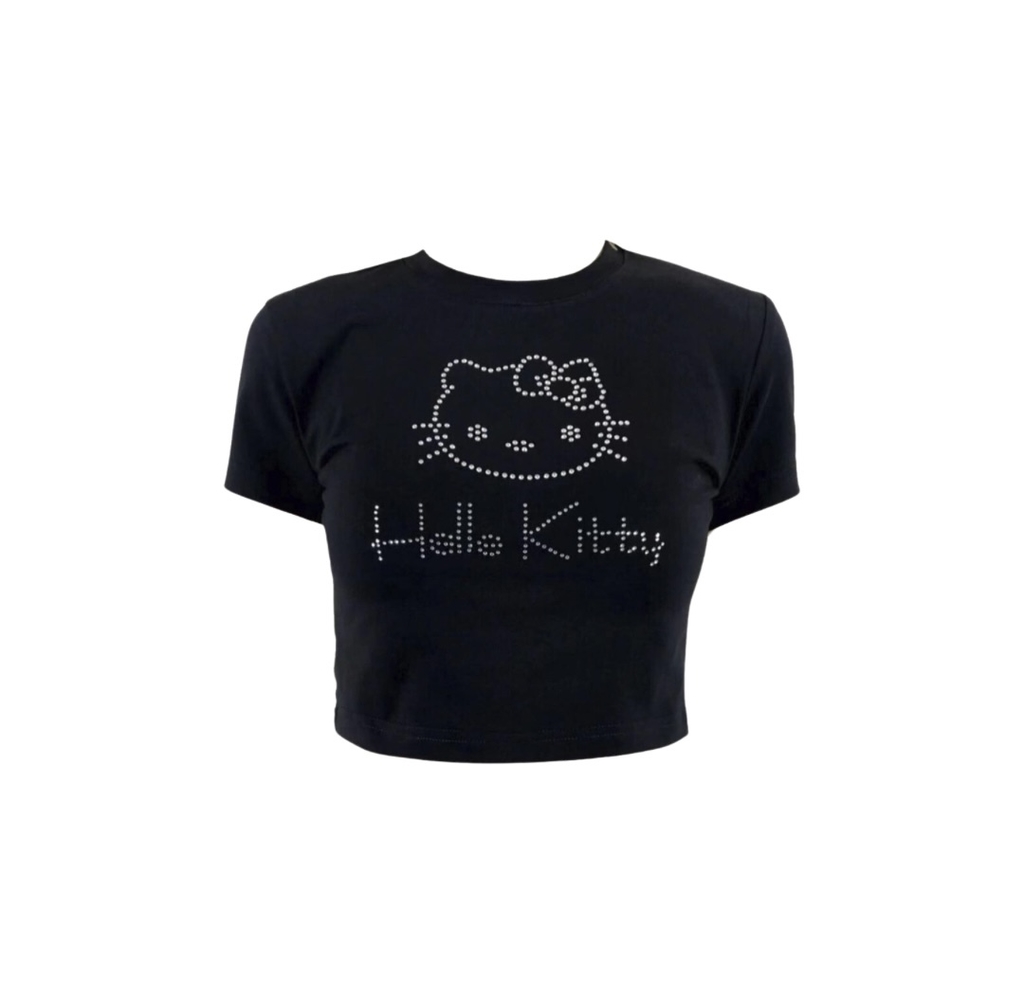 Camiseta cropped hello kitty