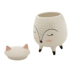 Potiche Decorativo Cerâmica Sleeping Fox Branco - comprar online