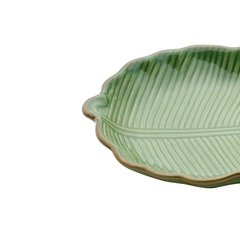 Folha Decorativa de Cerâmica Banana Leaf verde 26,5x20x4cm - Ideias on