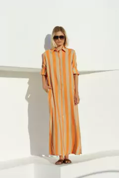Tunica Aura lino rayas Orange - comprar online