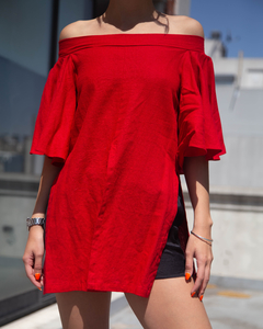 Remera lino roja Margo Baridon