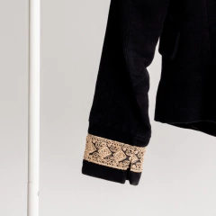blazer dorado y negro bordado zara basic - comprar online