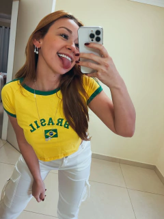 Cropped Brasil Retrô Amarelo