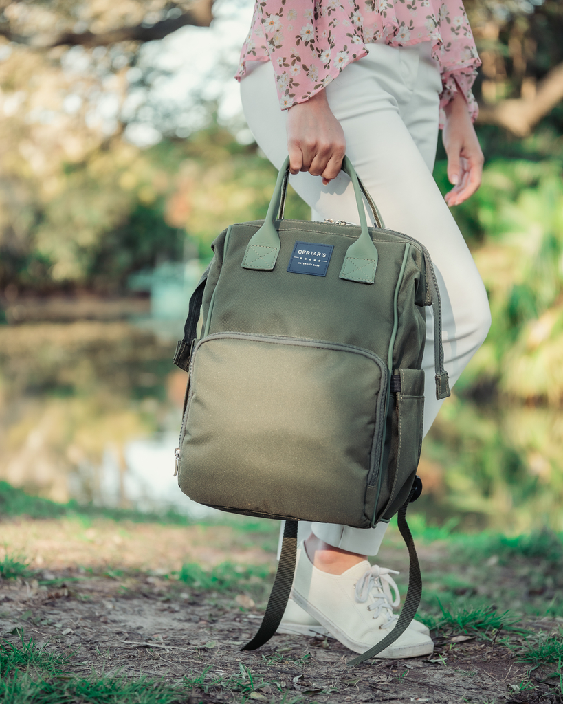green diaper bag backpack