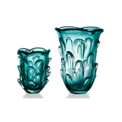 Jogos de Vasos Cristal Murano com bolhas Verde Esmeralda São Marcos