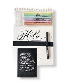 KIT-GUÍA DE CALIGRAFÍA MODERNA + 6 marcadores pastel