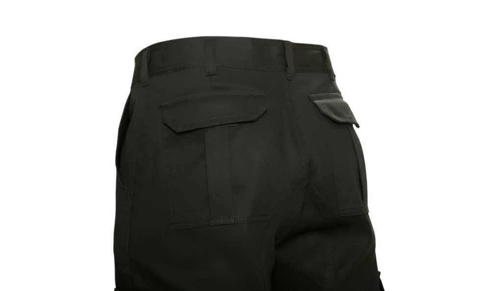 PANTALON OMBU CARGO C/REFUERZO Y BOLSILLO PORTA CELULAR NEGRO GRAFA 100%  ALGODON