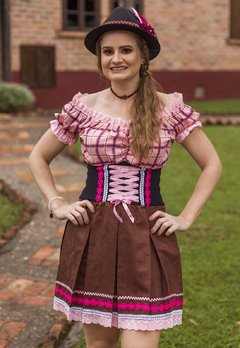 Vestido Begônia Chocolate e Rosa - comprar online
