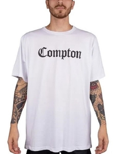 Camiseta Compton Hip Hop 100% Algodão Sk8 Branca (Masculino)