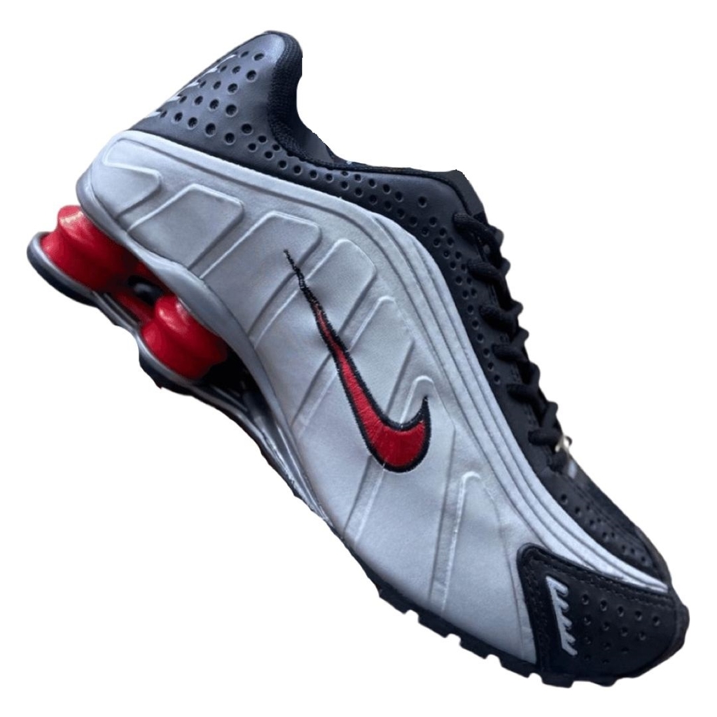 nike shox r4 prata e preto