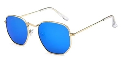 Oculos de Sol Hexagonal C/Proteção Uv400 - Azul