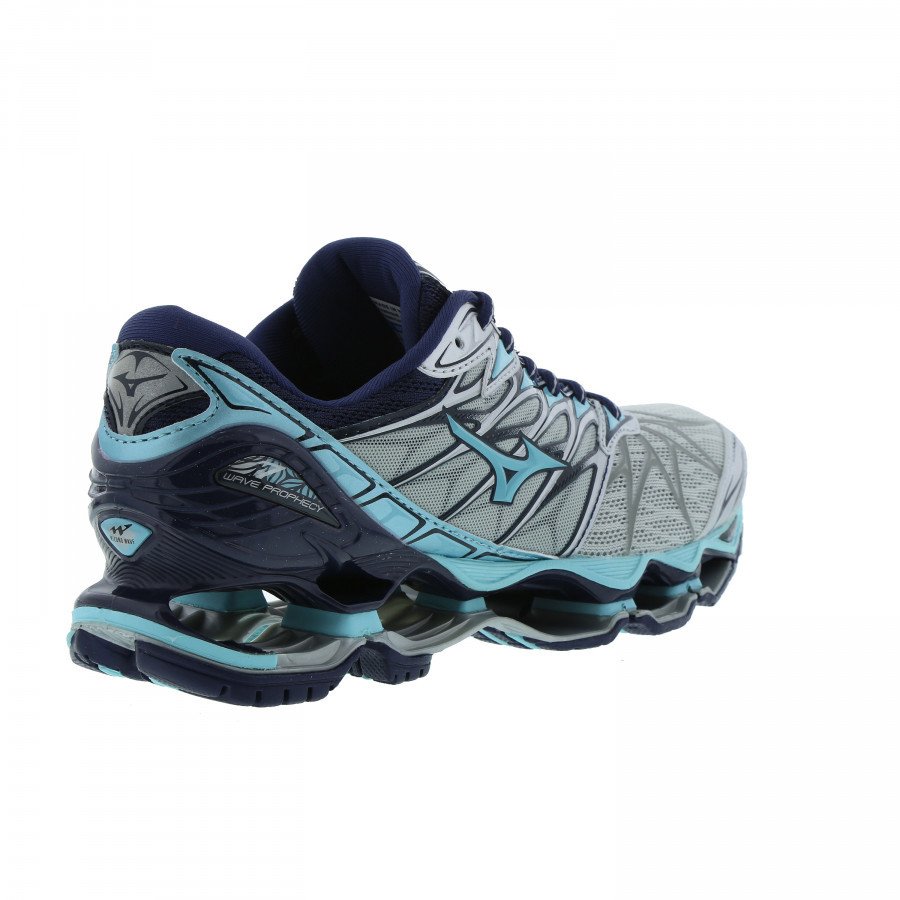 Tênis Mizuno Wave Prophecy 7 Cinza C/Azul Turquesa (Lançamento)