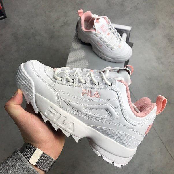 Sandálias Ténis Tenis Fila Disruptor Branco Com Rosa Tenis Fila