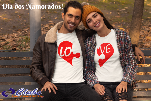 Camiseta Casal Love Coração - Clube da Camiseta