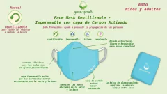 FACE MASK PROTECTORA con Capa con filtro de carbón activado. Reutilizable, Impermeable, Tricapa . MAYOR PROTECCIÓN + Bolsa de Guardado Incluida. Duración, uso: un Año. Marca Green Sprouts USA Coral