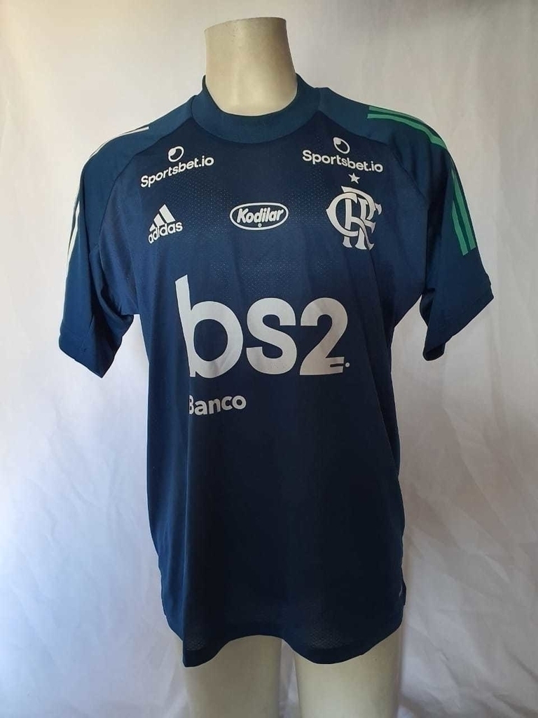 Camisa de Treino Flamengo Adidas 2020 Azul Com Patrocínio Comissão Técnica  FH7580