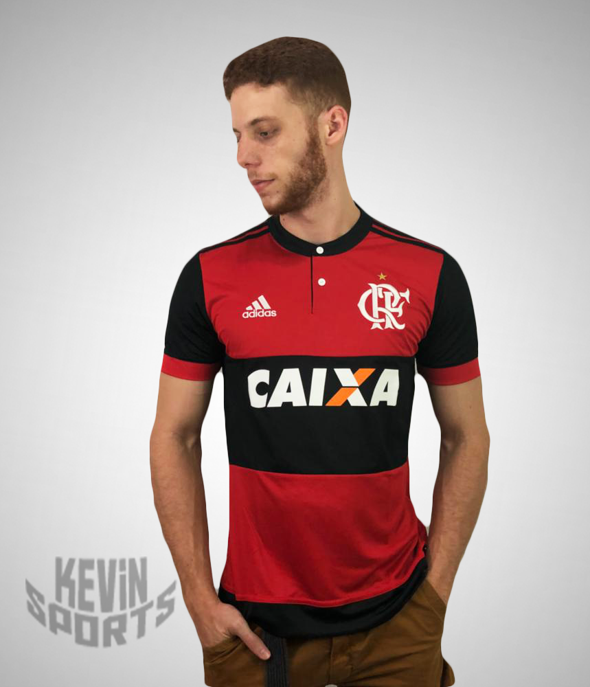 Camisa do Flamengo Rubro Negra 2017-2018 - Com Patrocínio